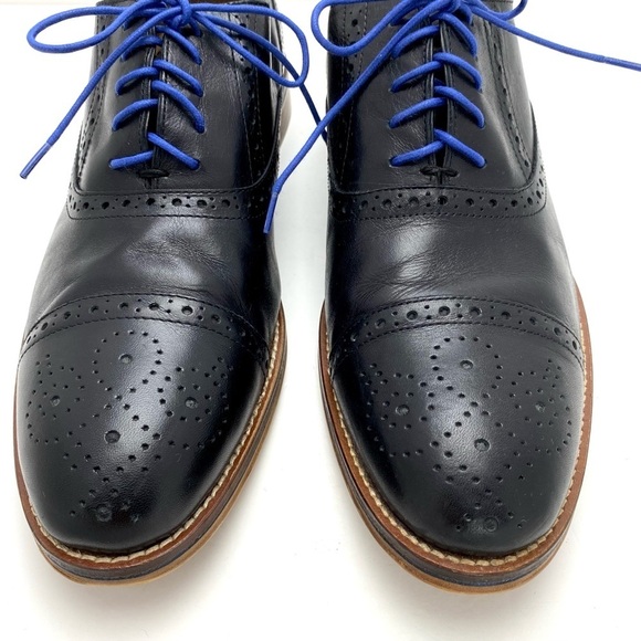 Johnston & Murphy Conard Cap toe Oxford Casual Shoes Black with Blue Lace - Picture 4 of 12